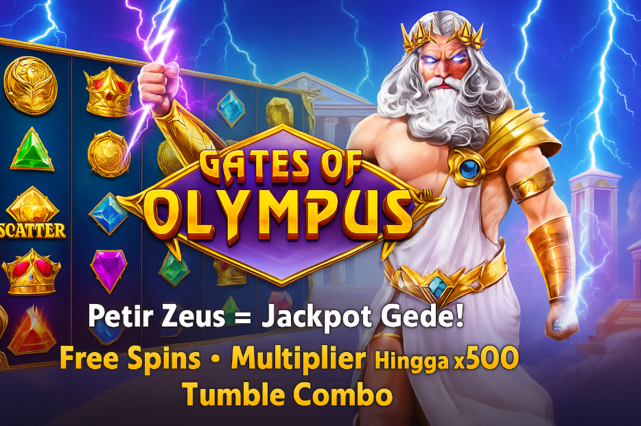Siap-Siap Disambar Petir Zeus! Di atas Gunung Olympus, sang dewa langit turun langsung buat bagi-bagi Multiplier x500!
